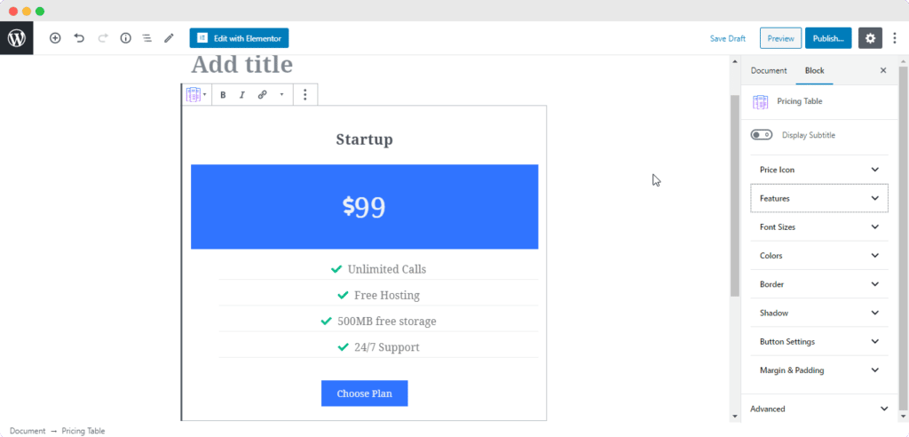 EB Pricing Table | Essential Blocks