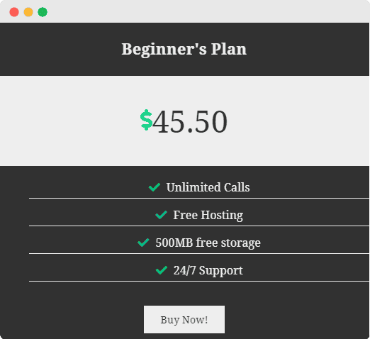 EB Pricing Table