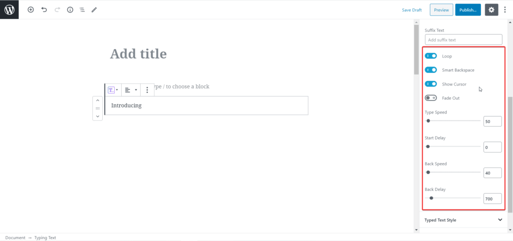 EB Typing Text | Essential Blocks