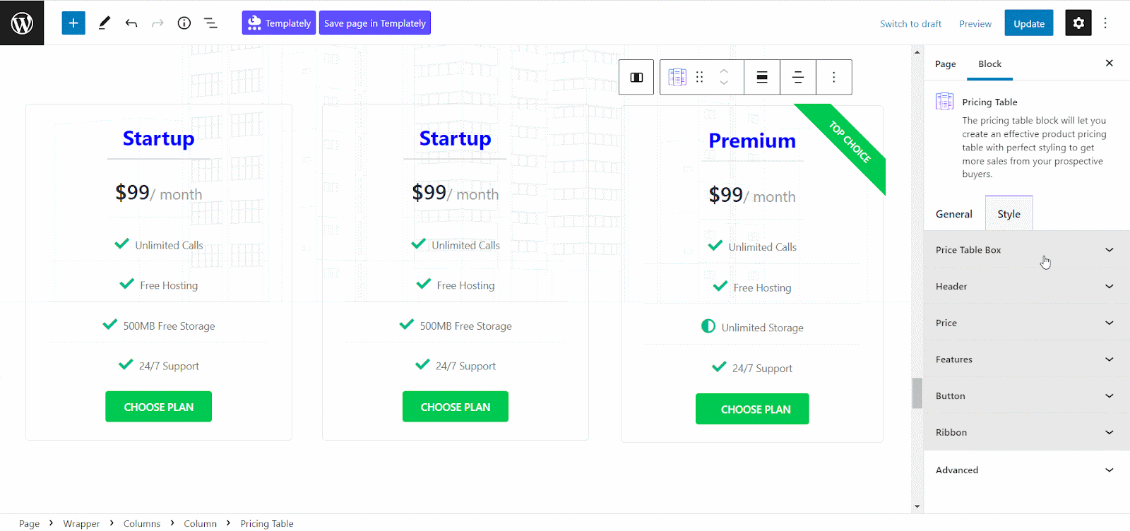 responsive pricing table 