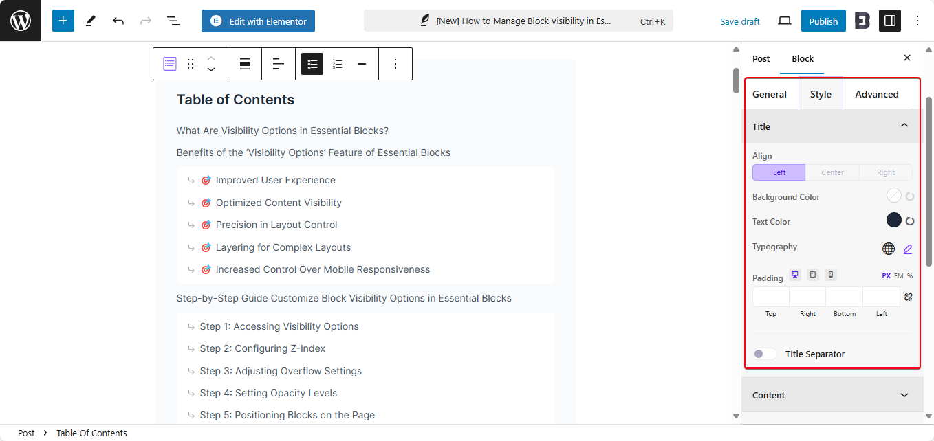 EB Table Of Contents