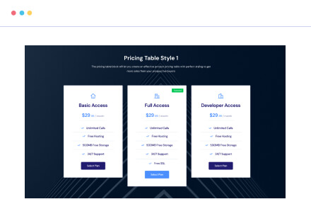 Pricing Table 3 Pricing Table