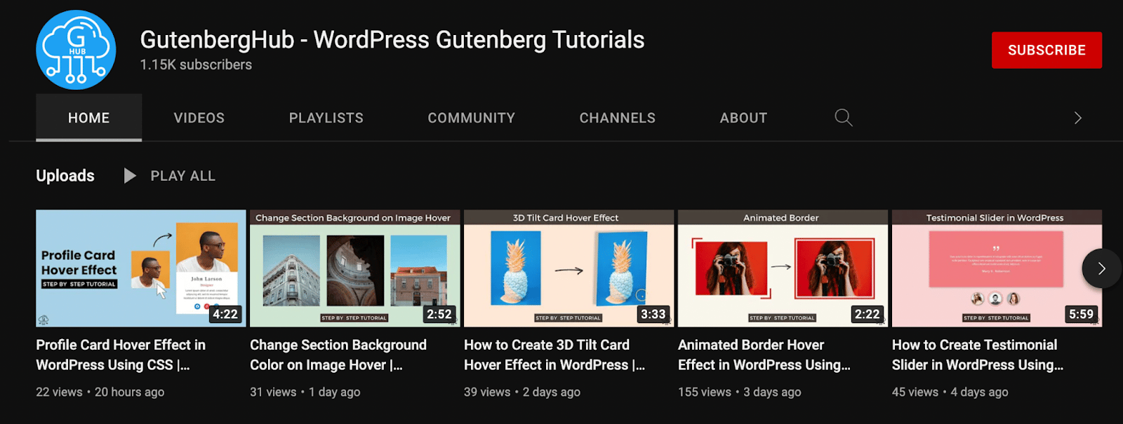 WordPress Gutenberg tutorials