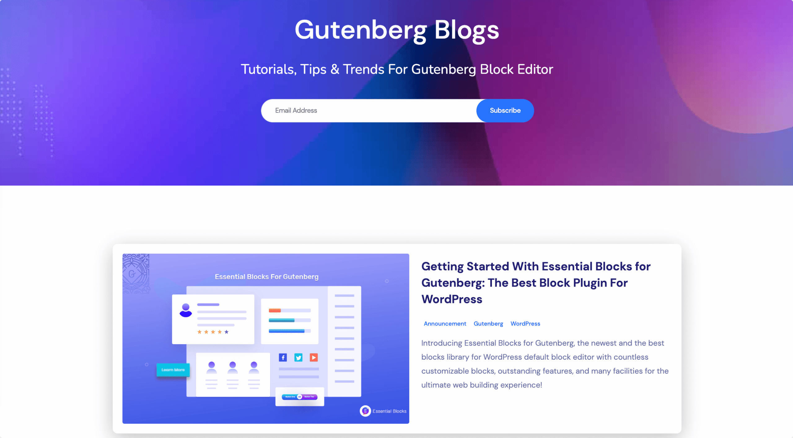WordPress Gutenberg tutorials