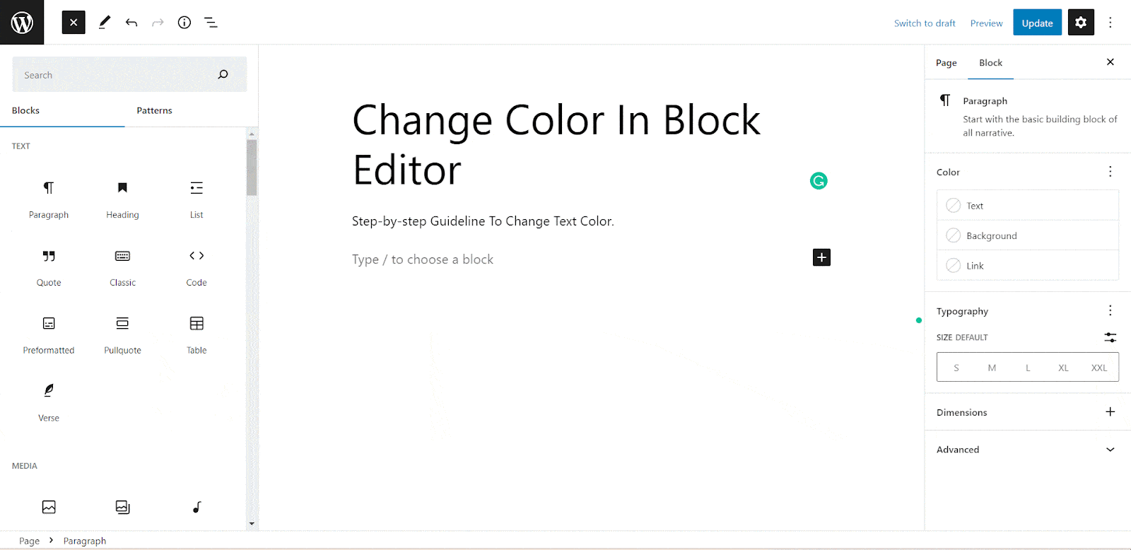 how-to-change-text-color-in-wordpress-block-editor