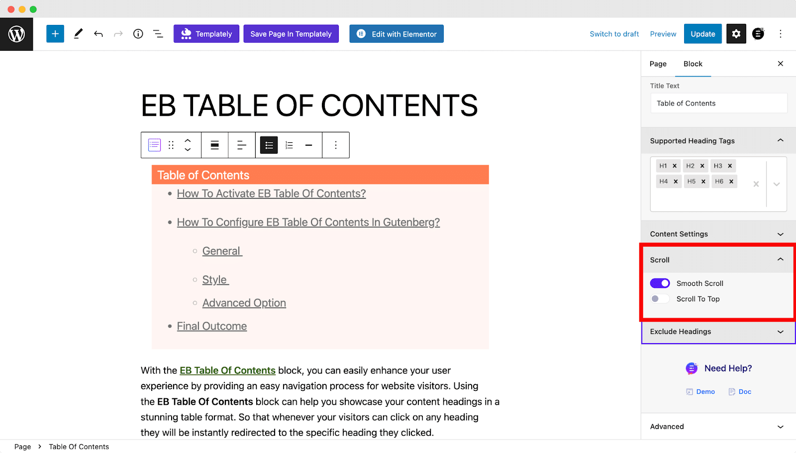 EB Table Of Contents Block