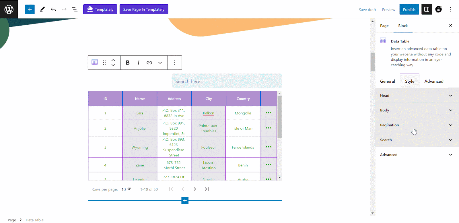 EB Data Table Essential Blocks