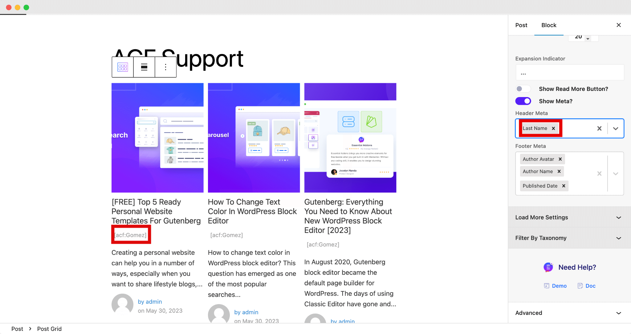 ACF Support For Gutenberg