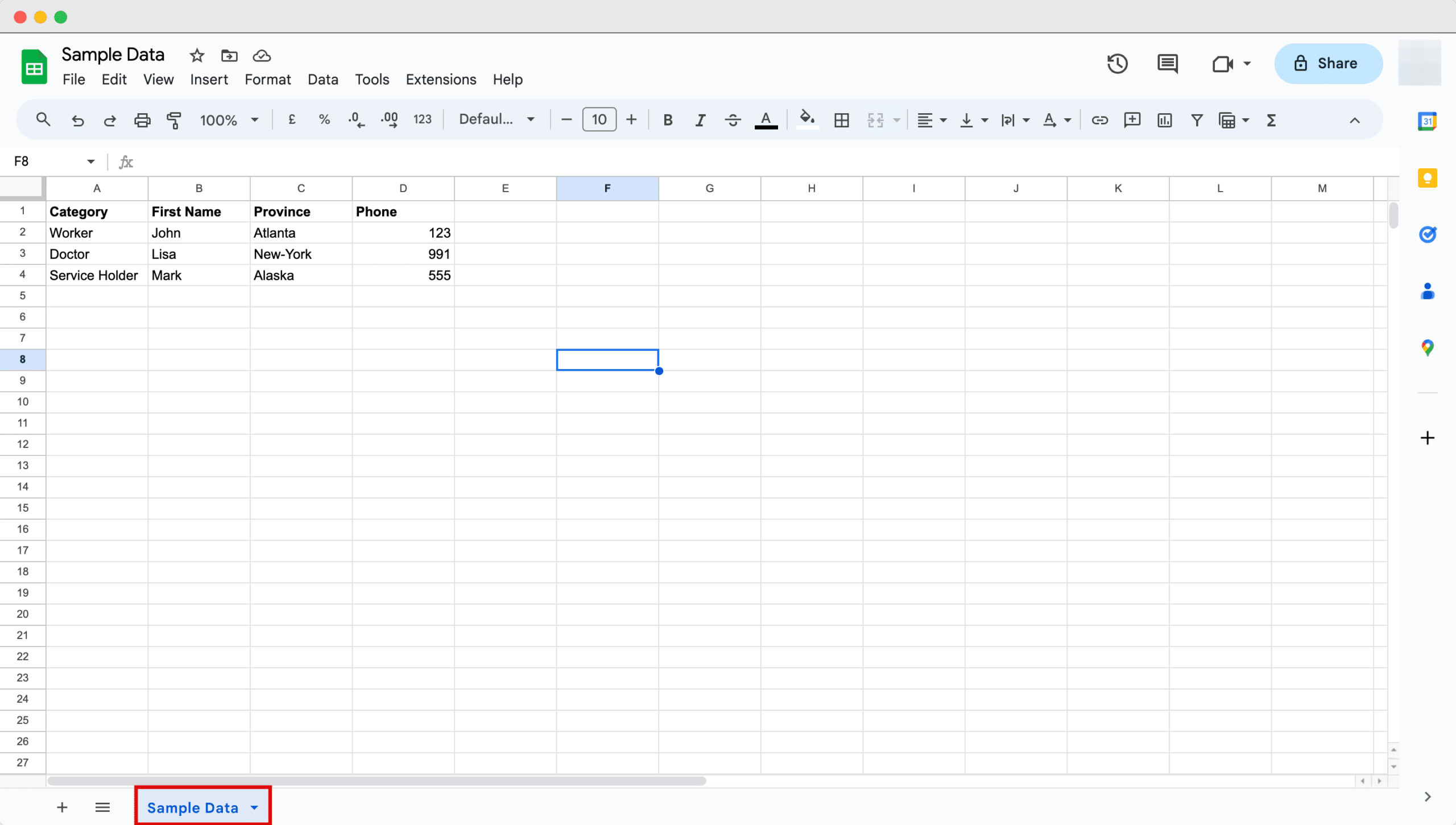 Google Sheets API keys