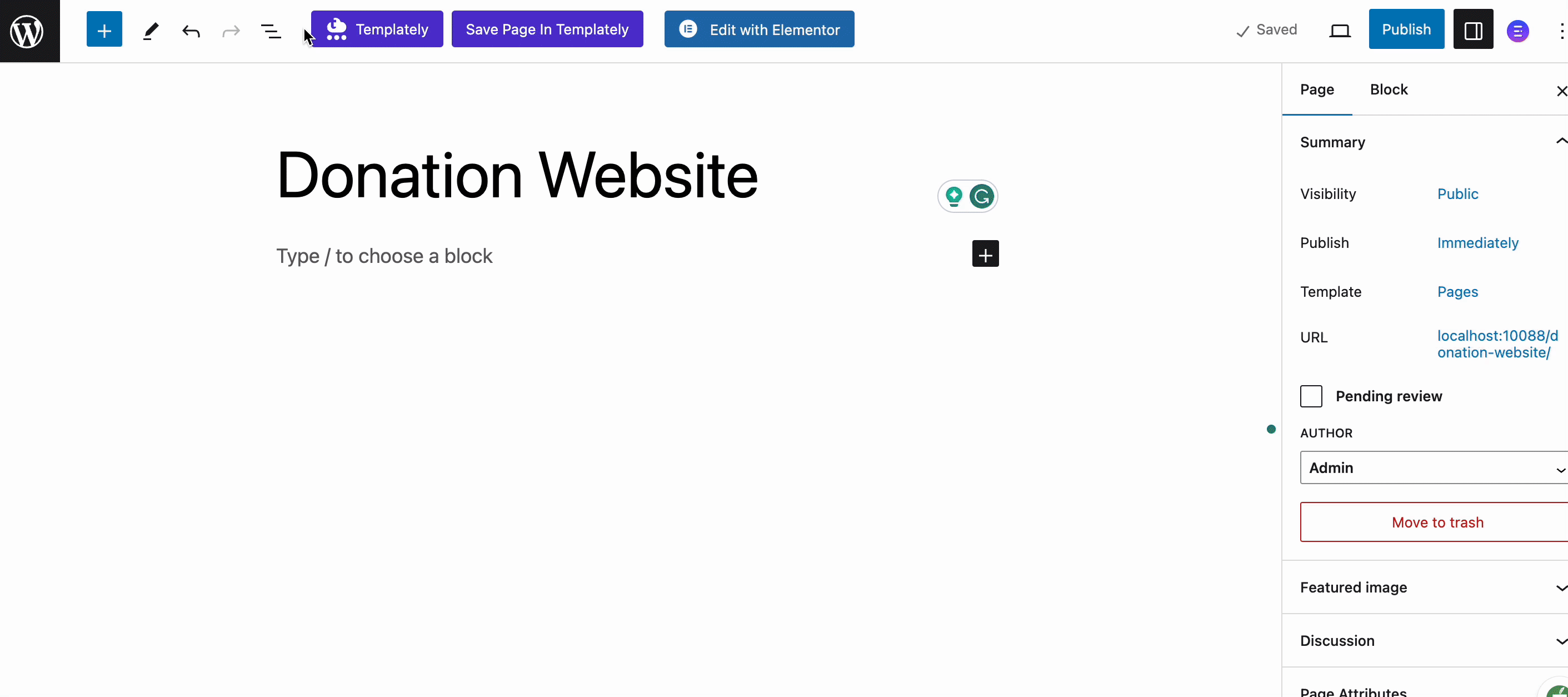 Donation Website In Gutenberg