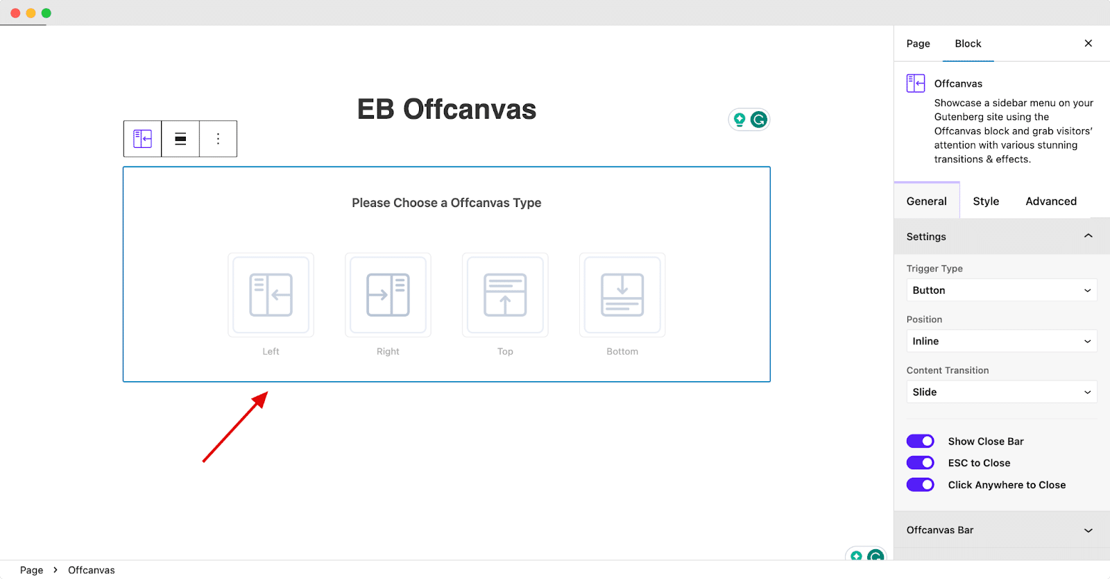 EB Offcanvas - Essential Blocks