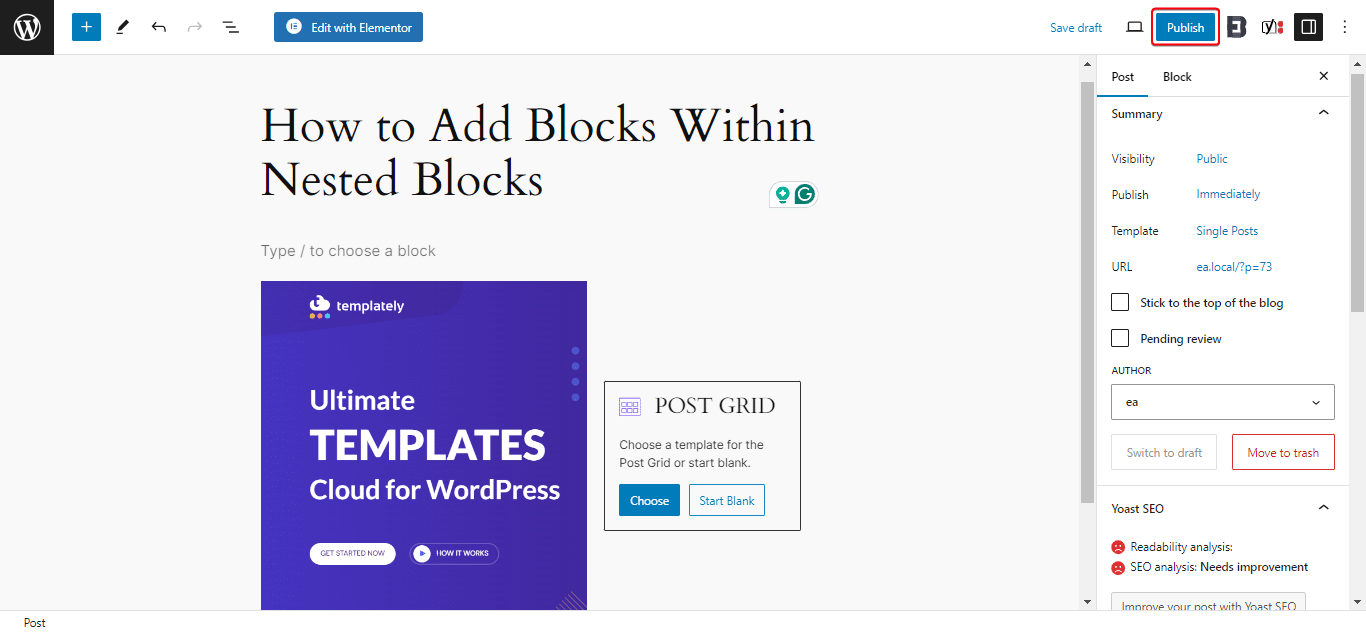 blocks within nested blocks