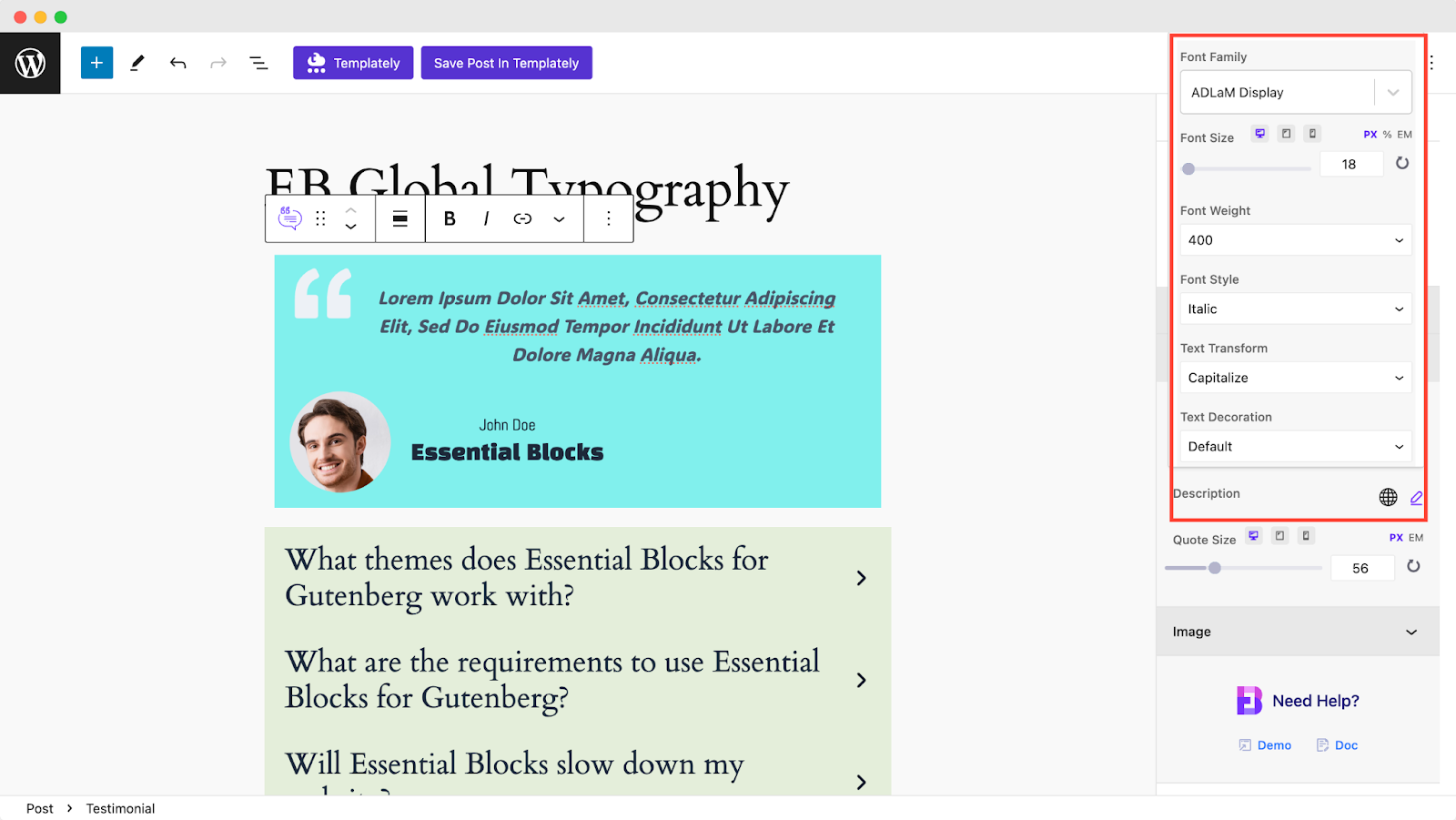 Configure Global Typography