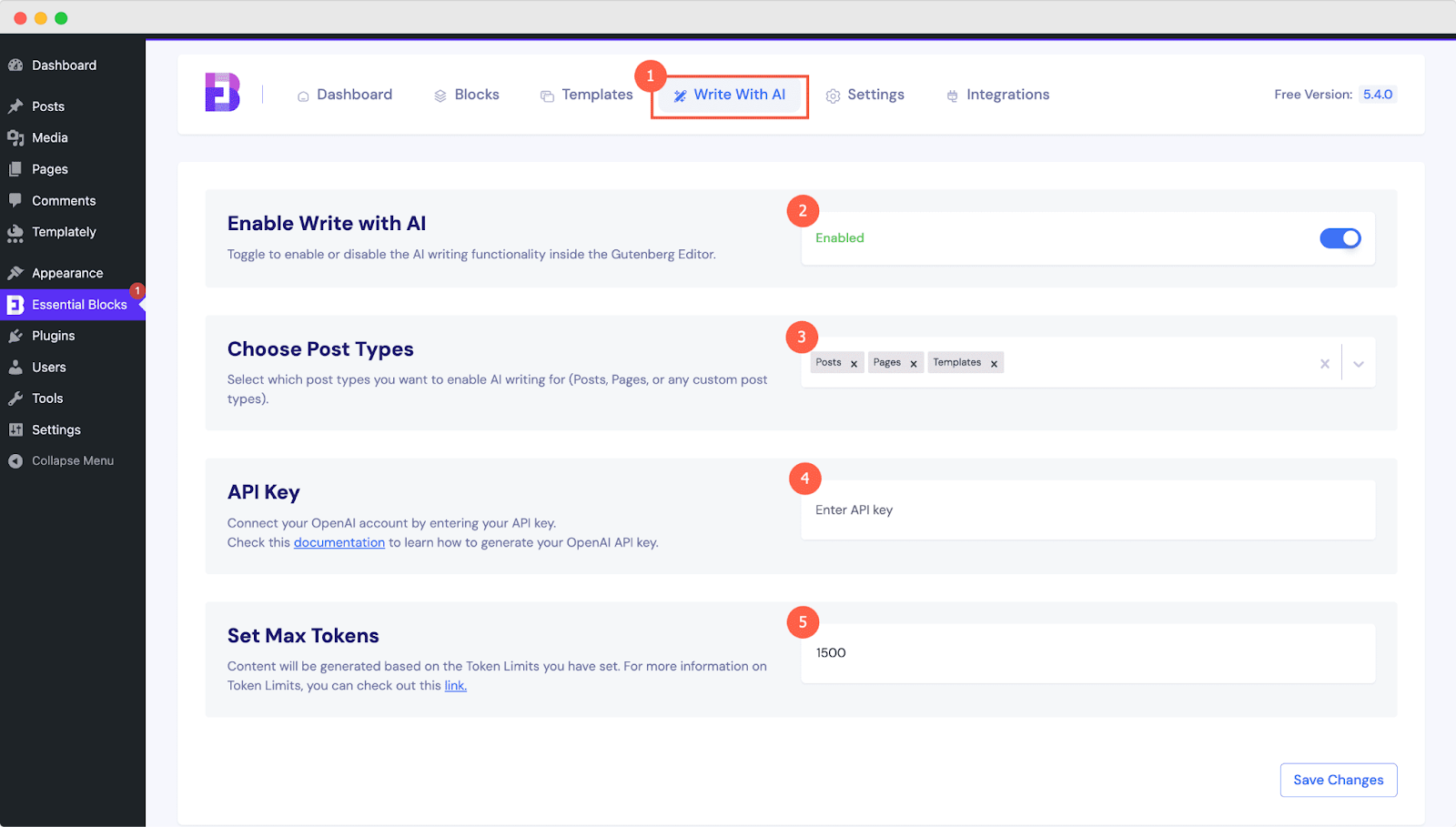 Configure Essential Blocks Write With AI Feature