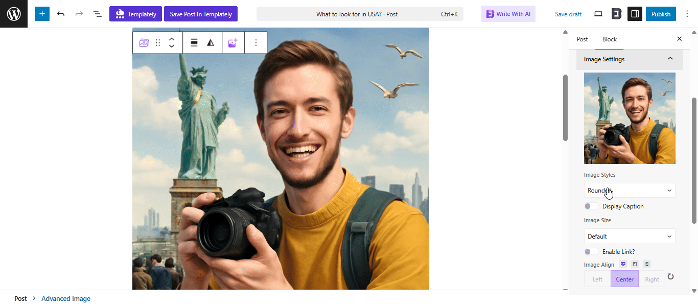Display image caption with AI