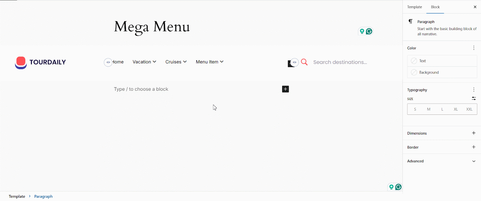 Add mega menu layout