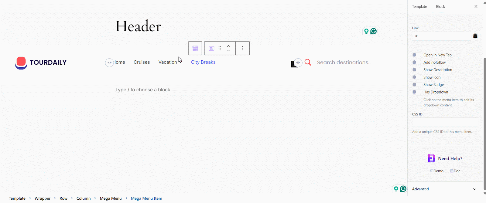 Dropdown menu layout design