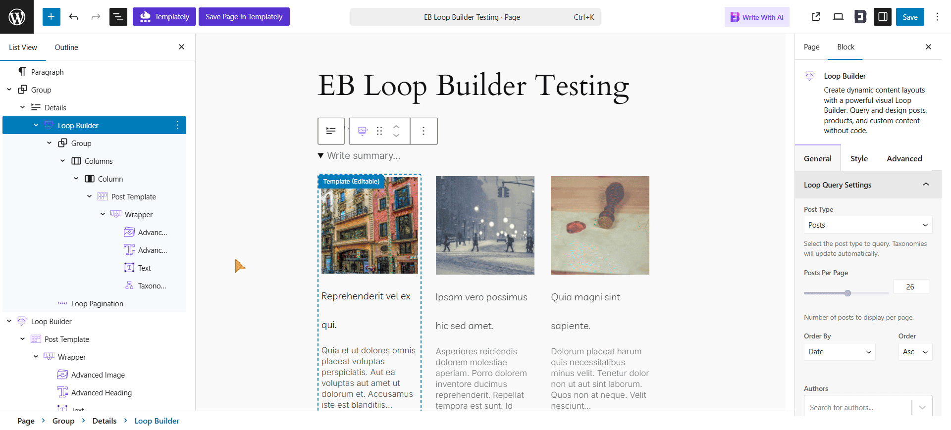 Customize Loop Builder Structure