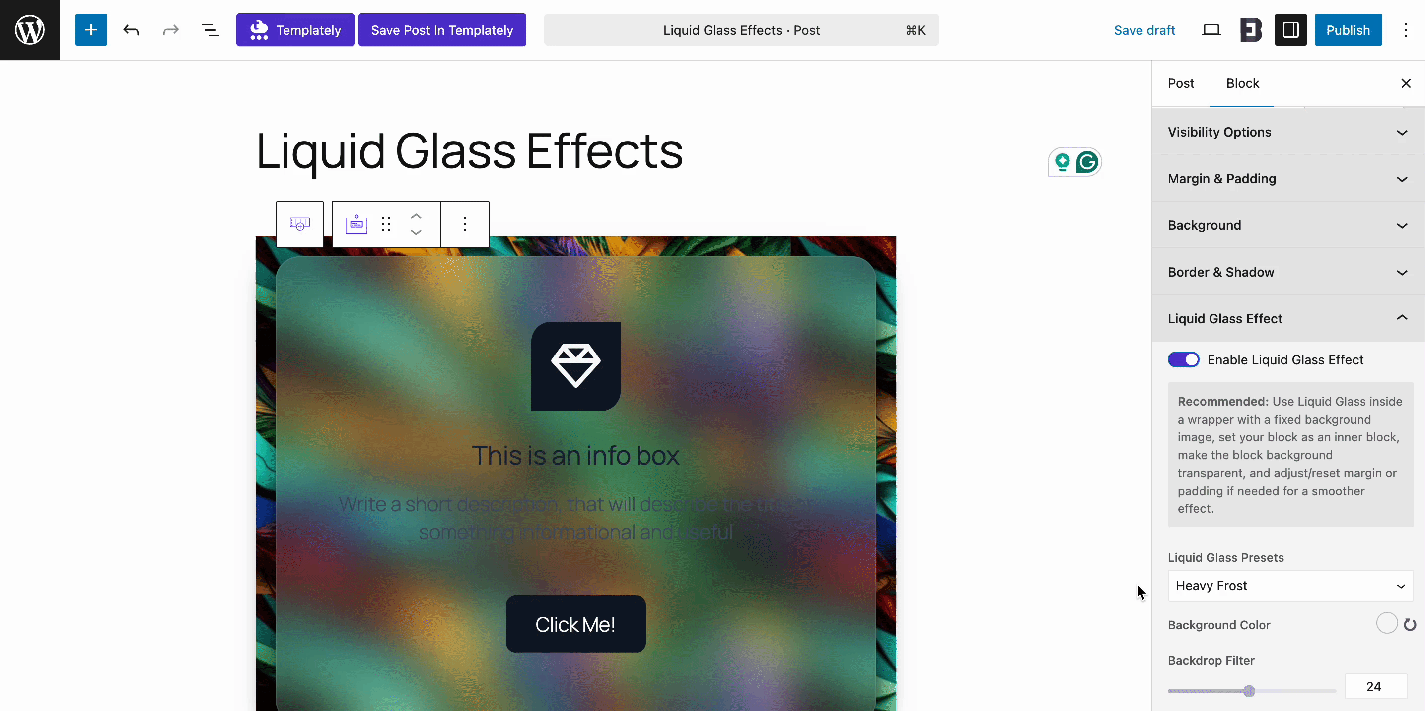 Customization in EB Liquid Glass Effects