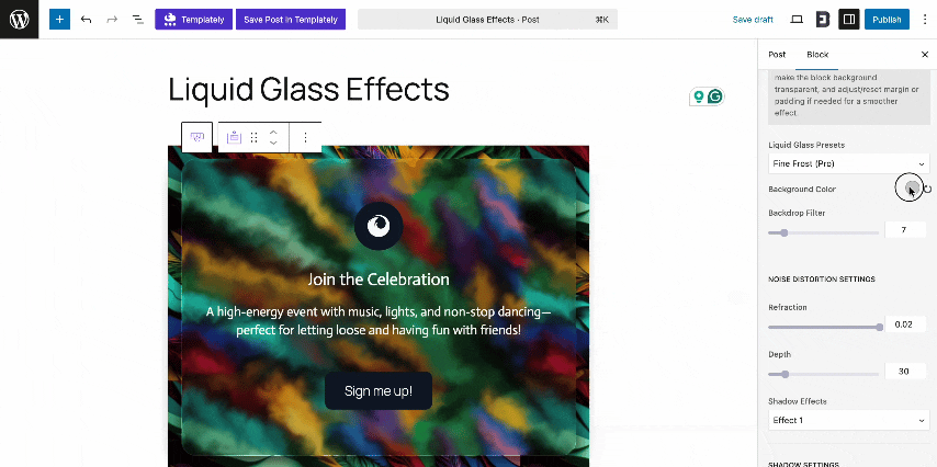 EB Liquid Glass background color