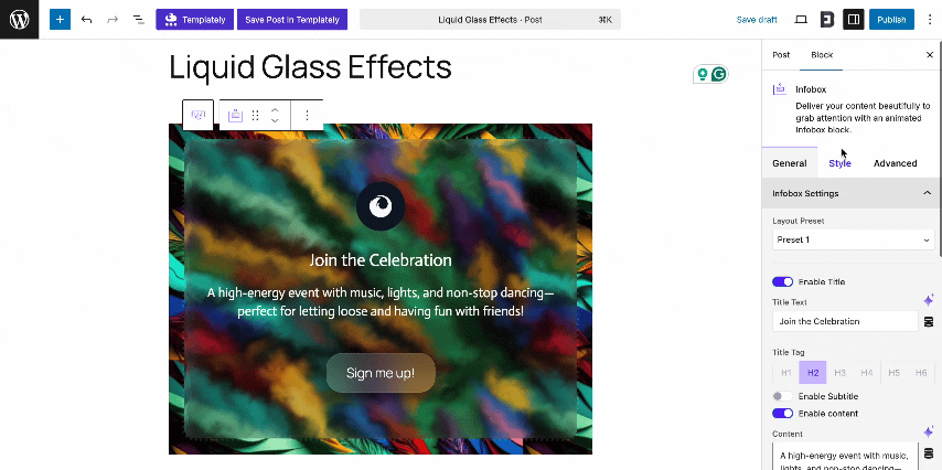 EB Liquid Glass Effects button customization