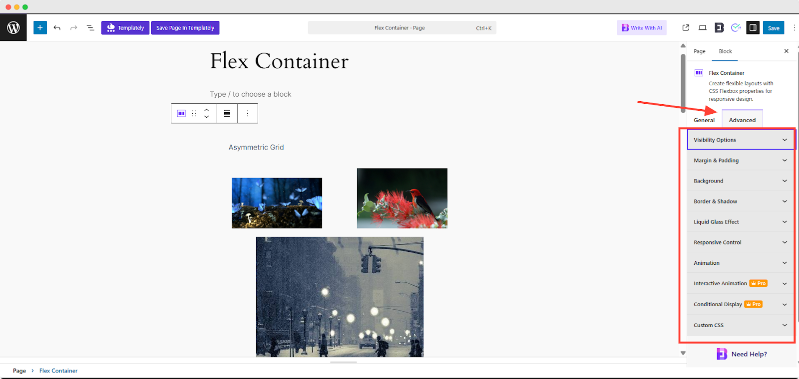 EB Flex Container 6 Advanced Settings- Flex Container