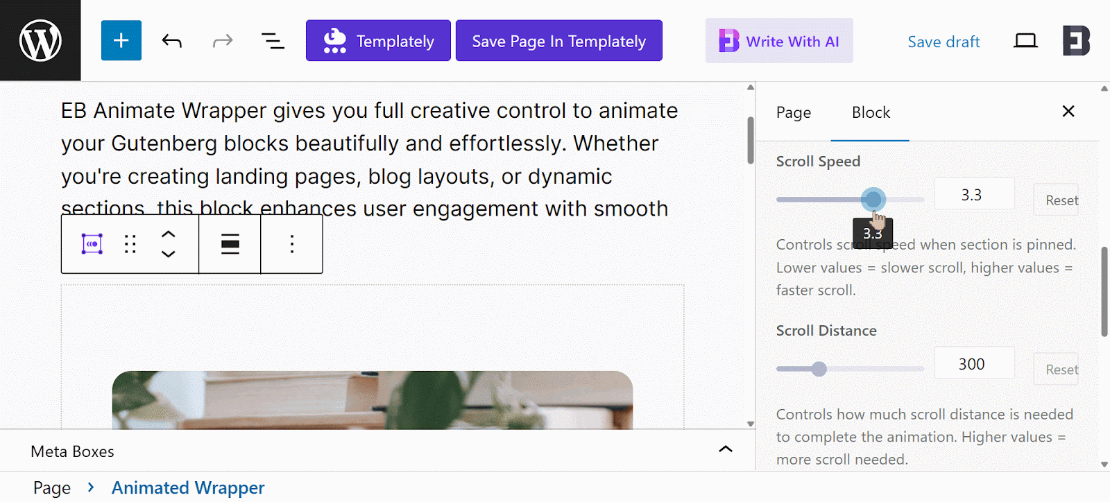 EB Animated Wrapper 6 Scroll Speed & Distance