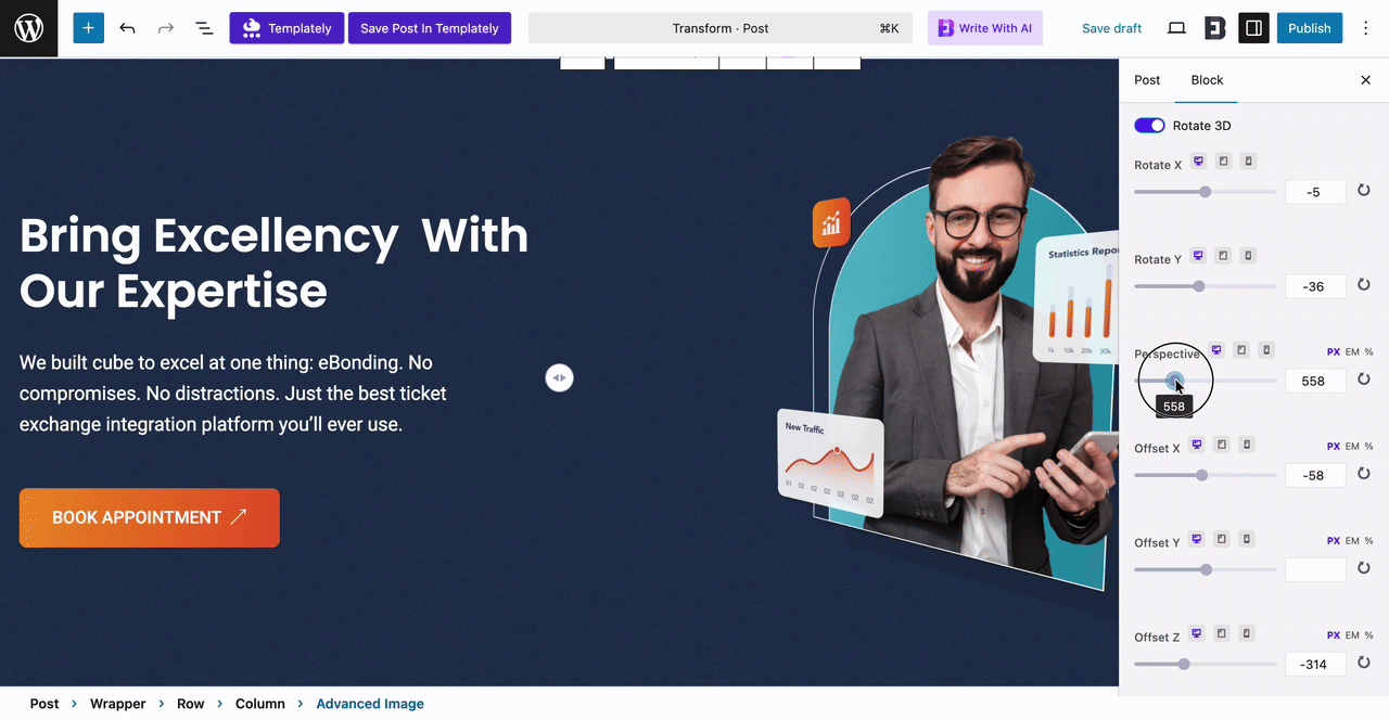 Perspective in EB Transform