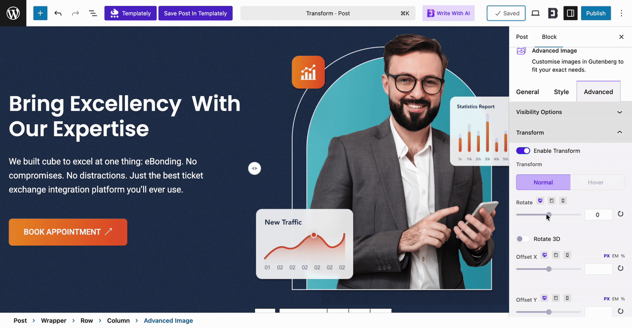 Rotate with EB Transform feature