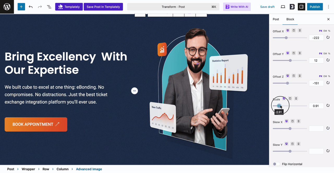 Scale in EB Tranform