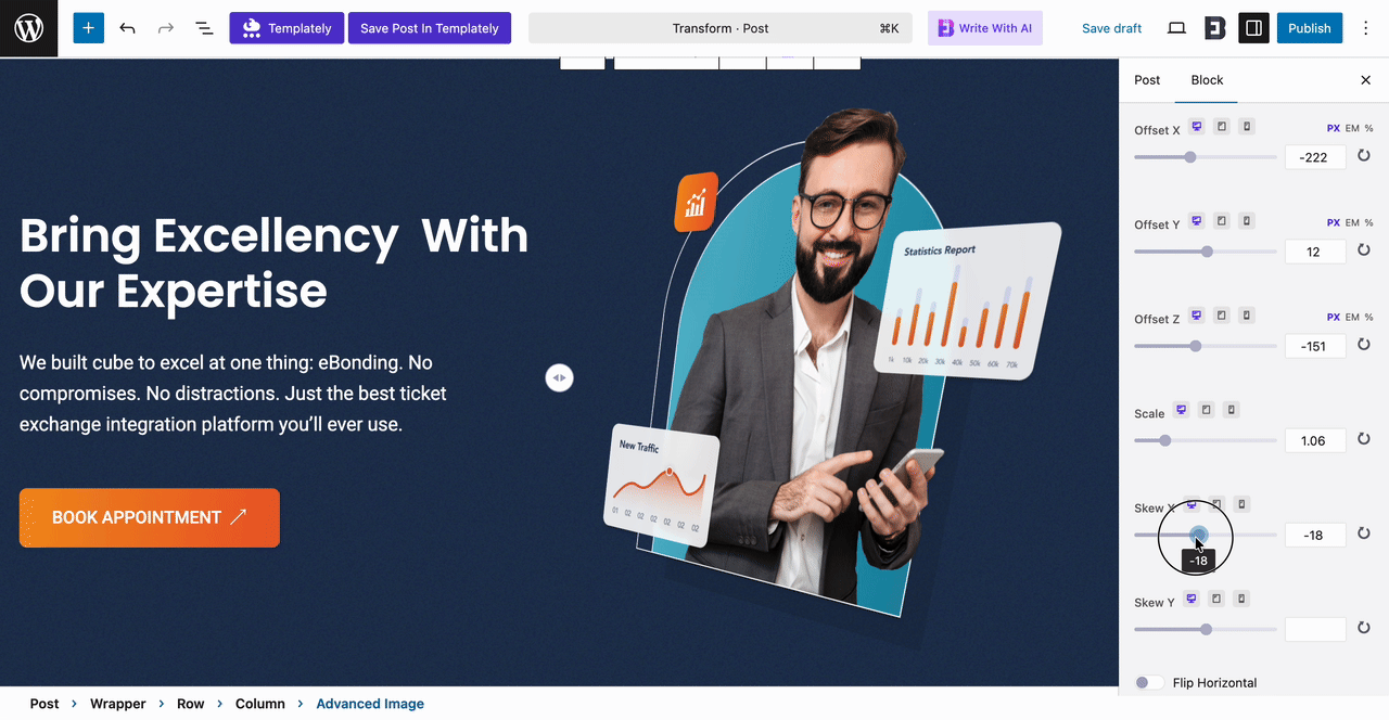 Skew effect in EB Transform