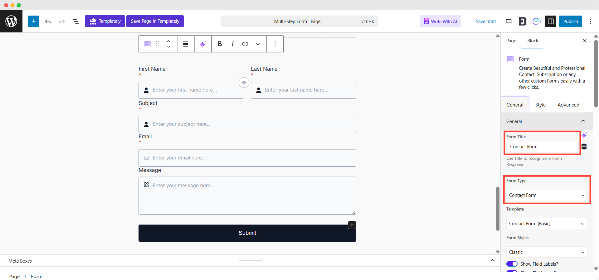 3+ Stunning Templates to Design Multi-Page WordPress Forms (No Code) 4 Classic Contact Form