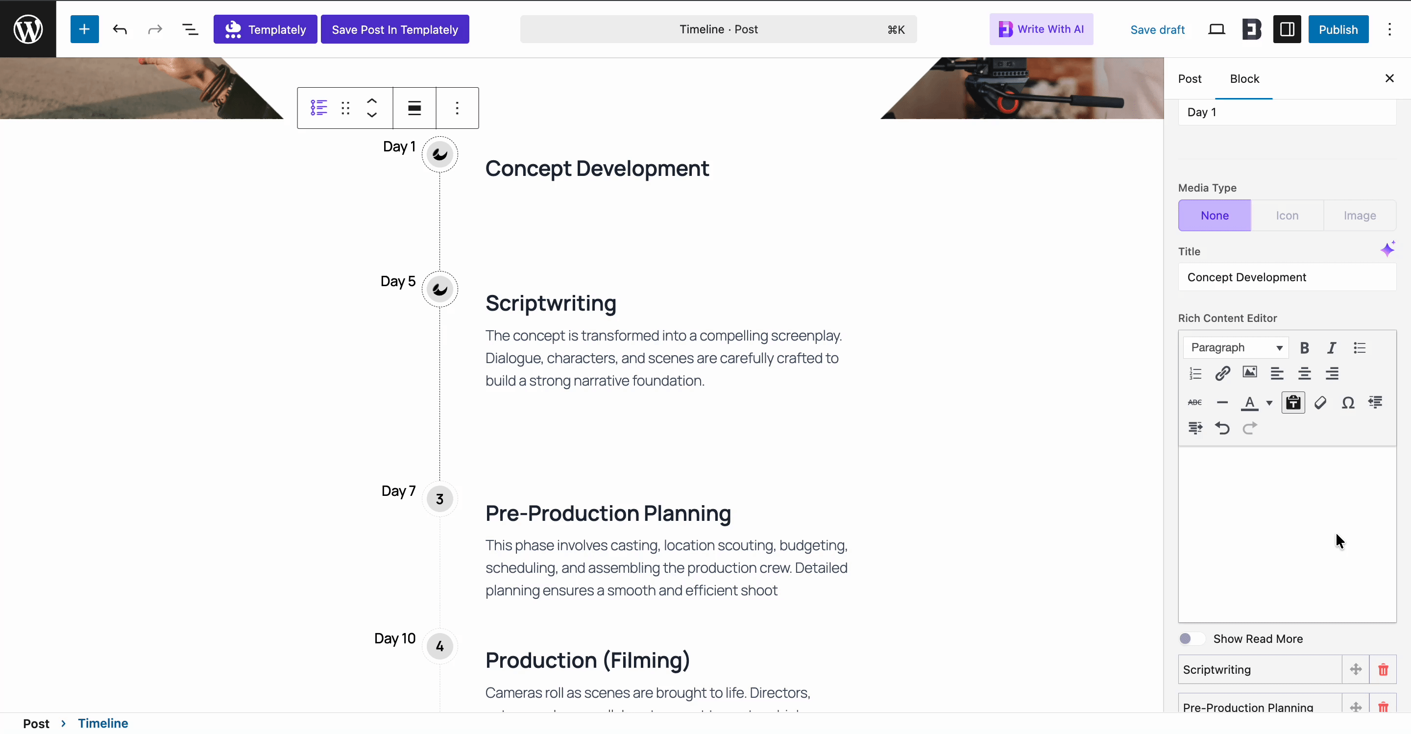 EB Timeline 7 Timeline Content Editor