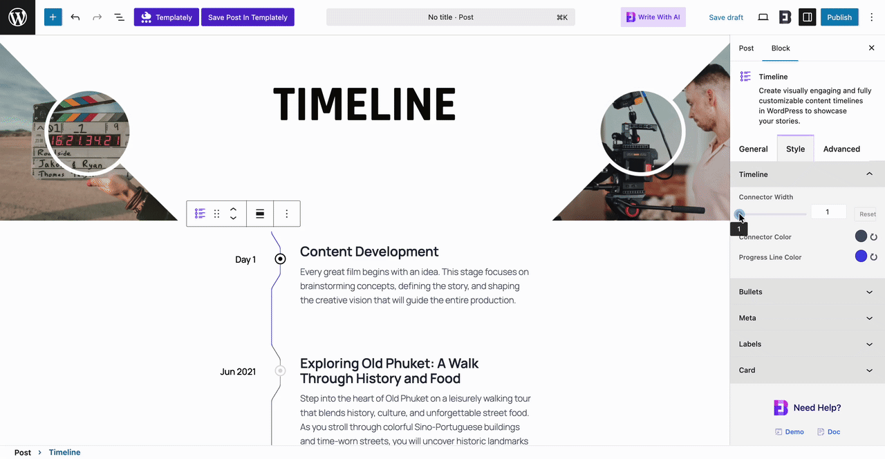 EB Timeline 8 Timeline Style settings
