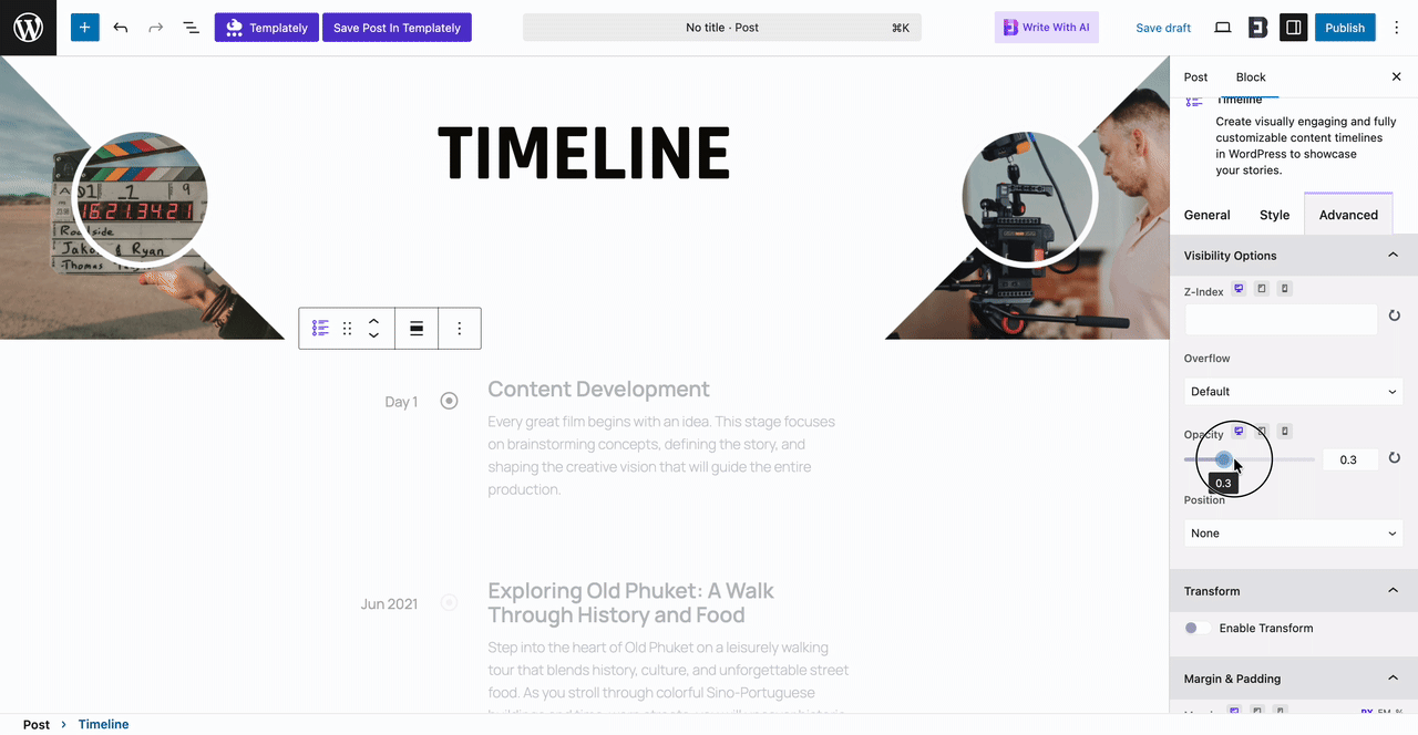 EB Timeline 9 TImeline Advanced Settings