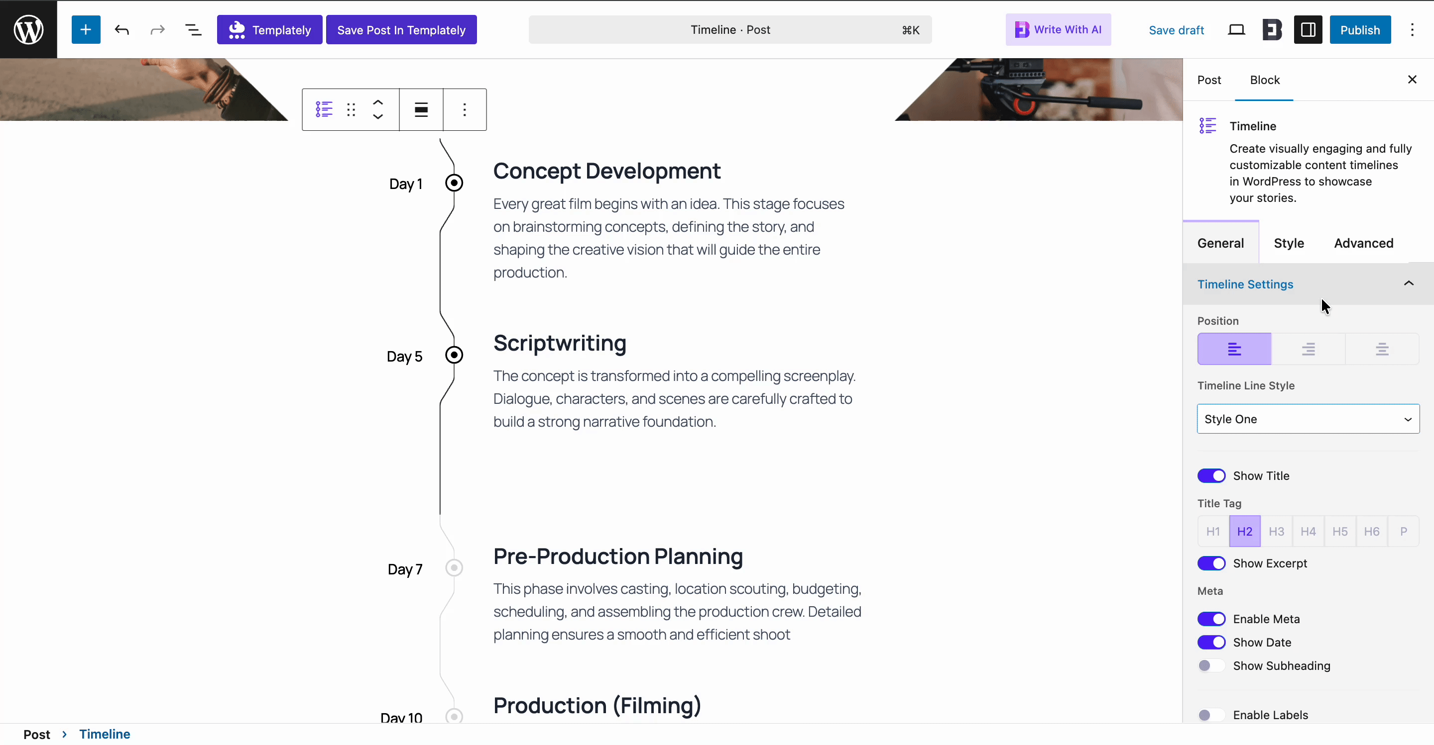 EB Timeline 4 Timeline Line Style Settings