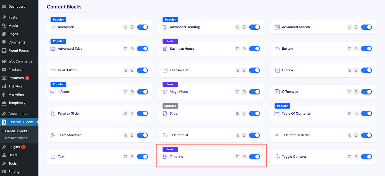 How to Configure Timeline Block in Gutenberg (Step-by-Step Guide) 2 How to Enable the Essential Blocks Timeline Block?