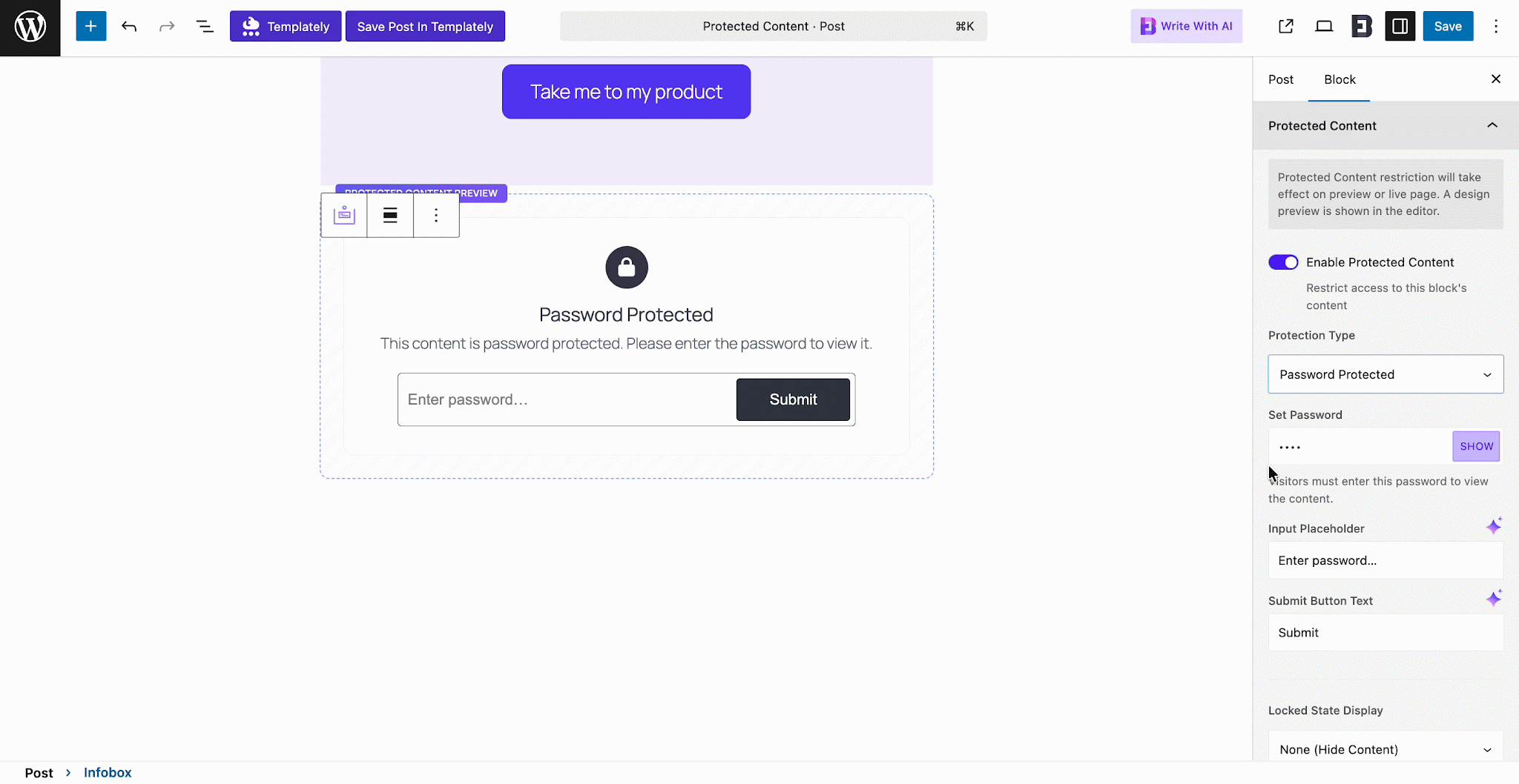 Introducing Protected Content in WordPress: Stop Unauthorized Access on Your Website 5 Set the Password