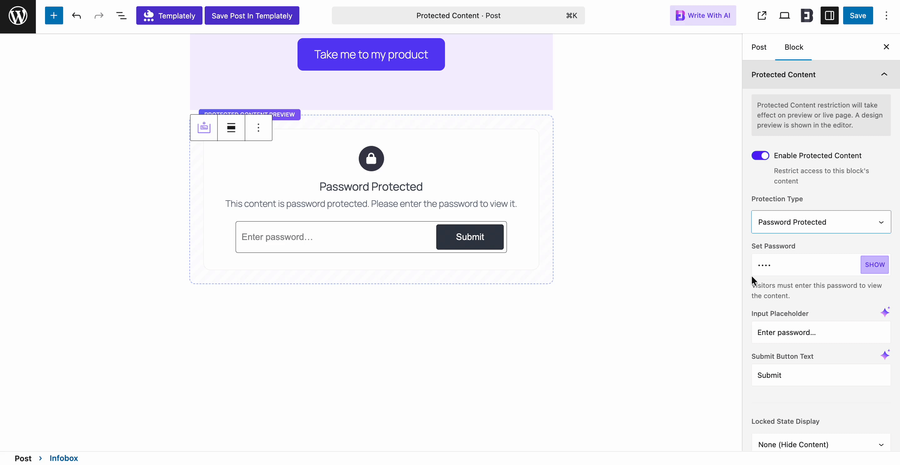 EB Protected Content 2 Set the Password in EB Protected Content