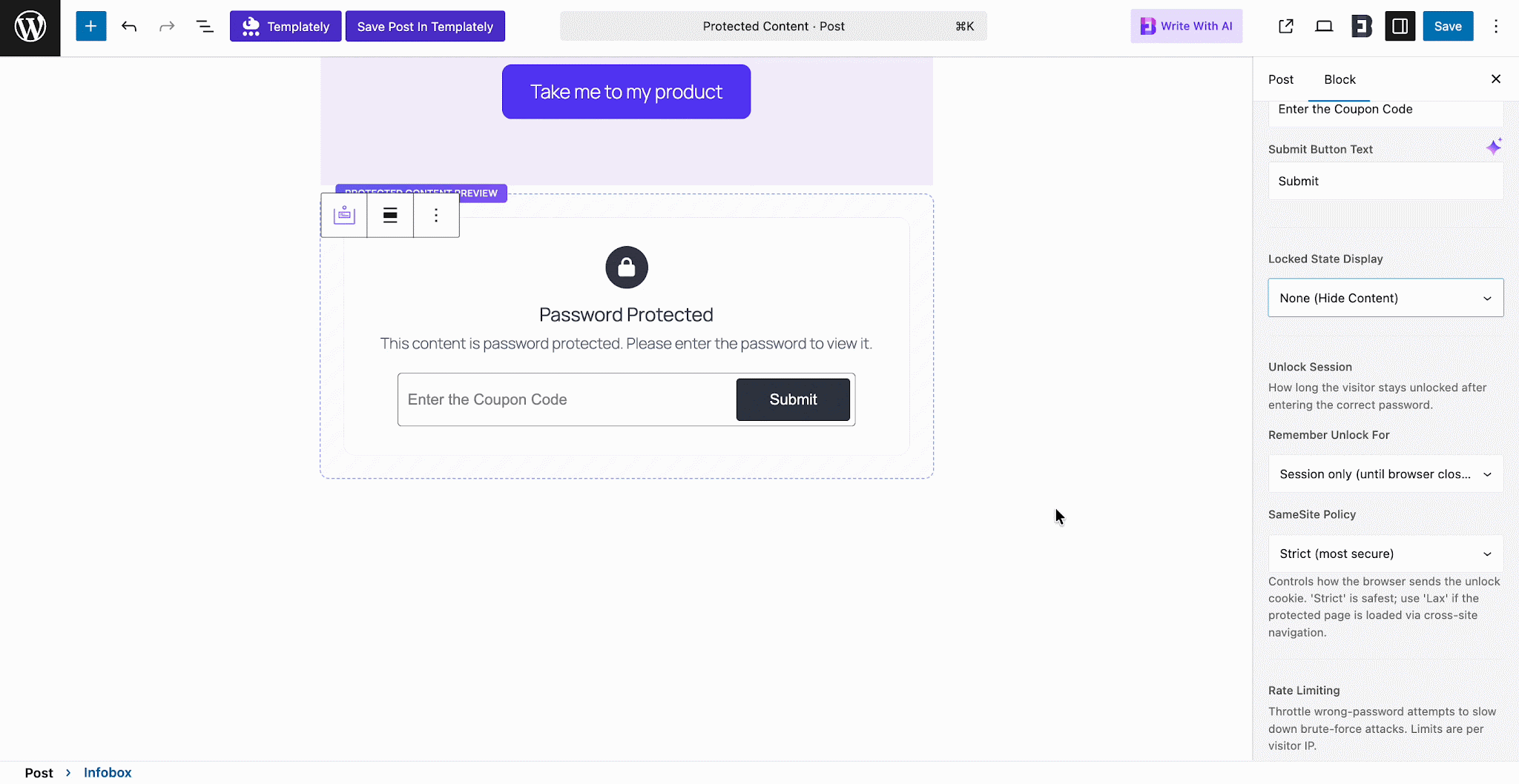 Introducing Protected Content in WordPress: Stop Unauthorized Access on Your Website 6 Locked State Display
