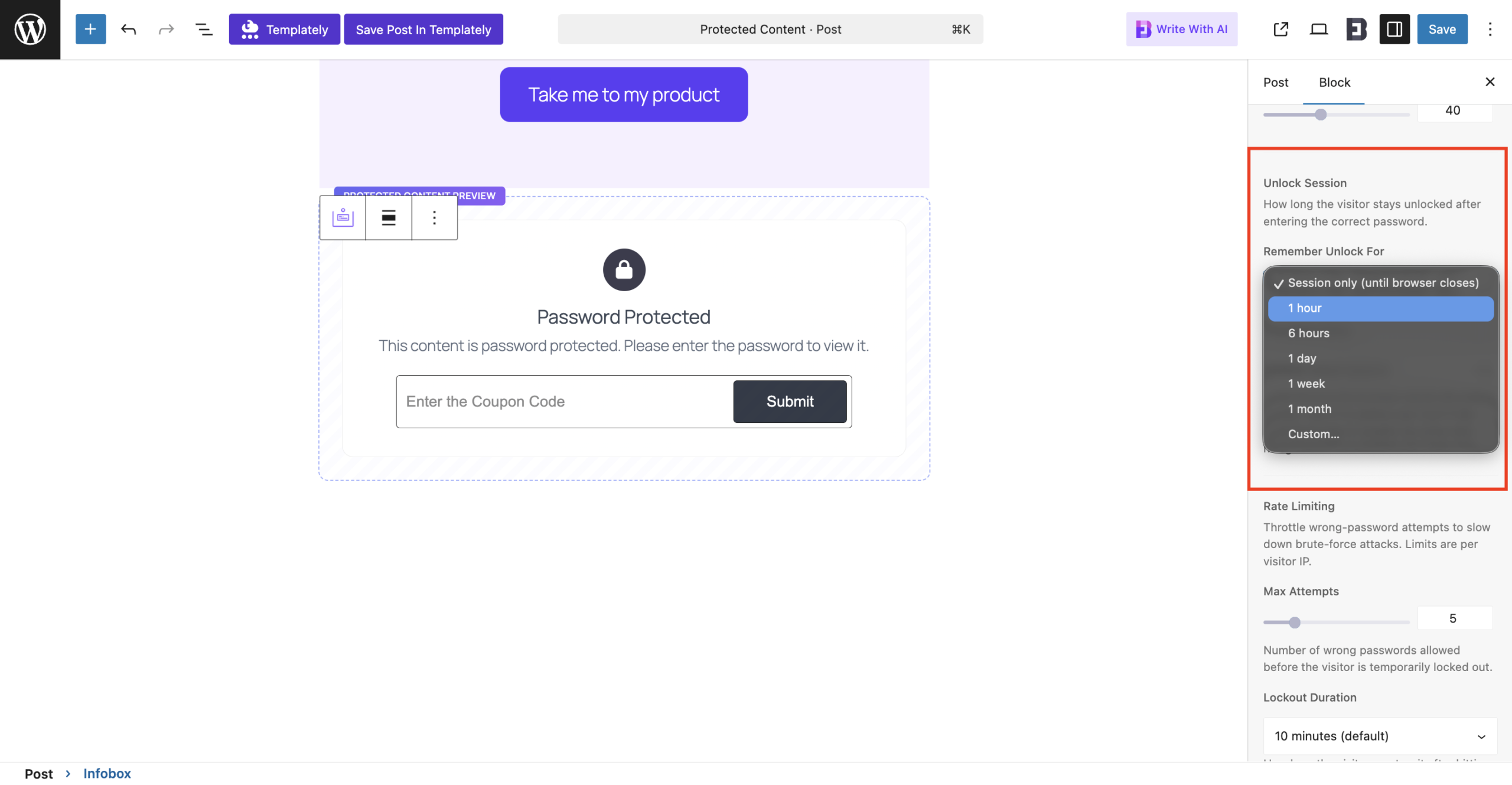 EB Protected Content 5 Set Unlock Session in EB Protected Content