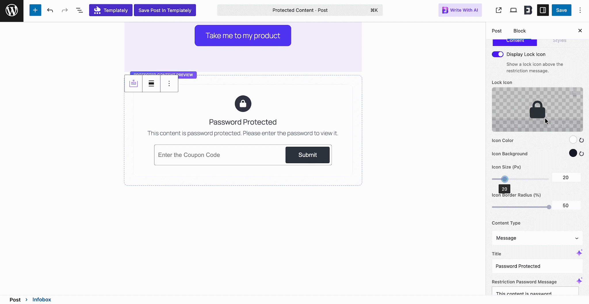 Introducing Protected Content in WordPress: Stop Unauthorized Access on Your Website 9 Lock Icon Customization
