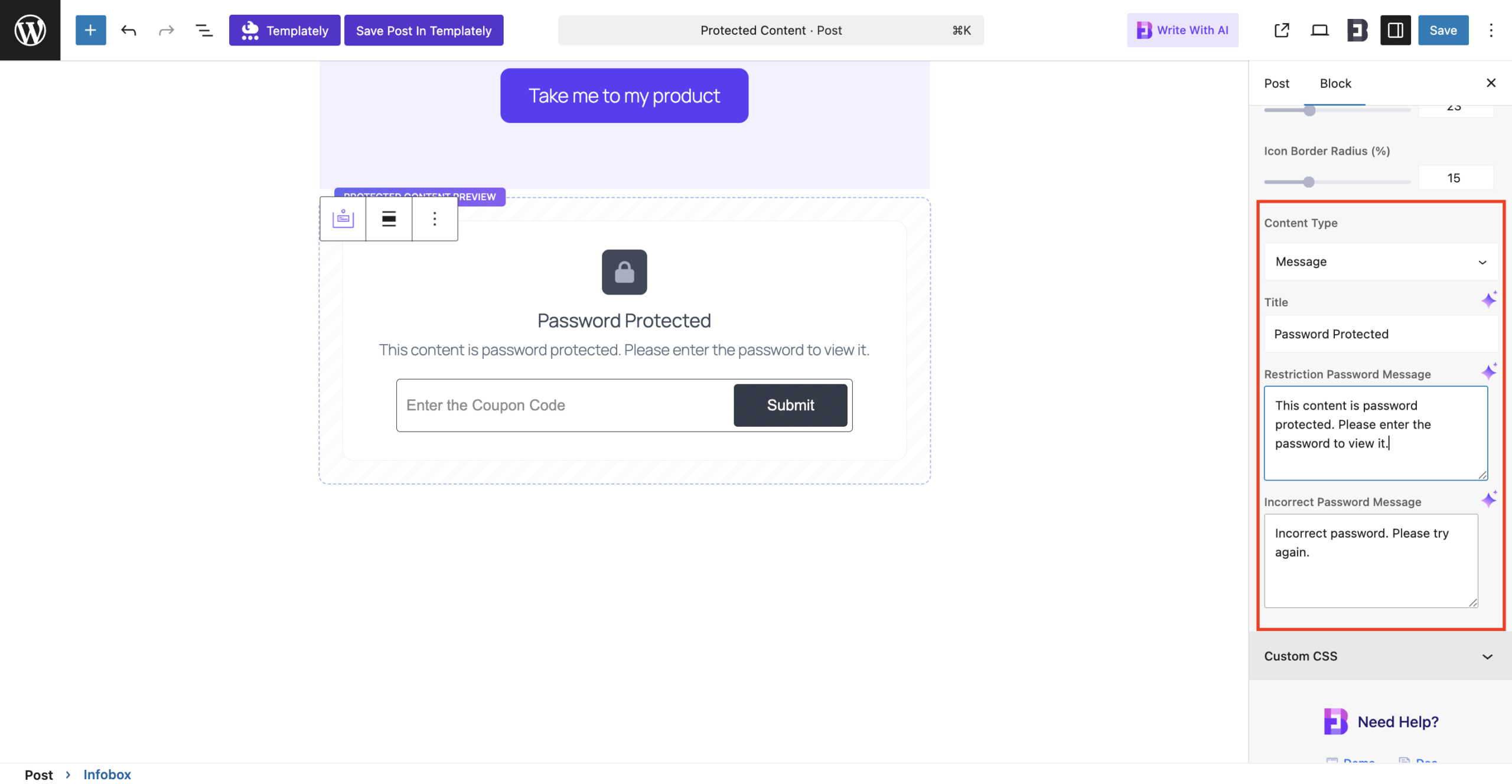 EB Protected Content 9 Content Type Selection in EB Protected Content