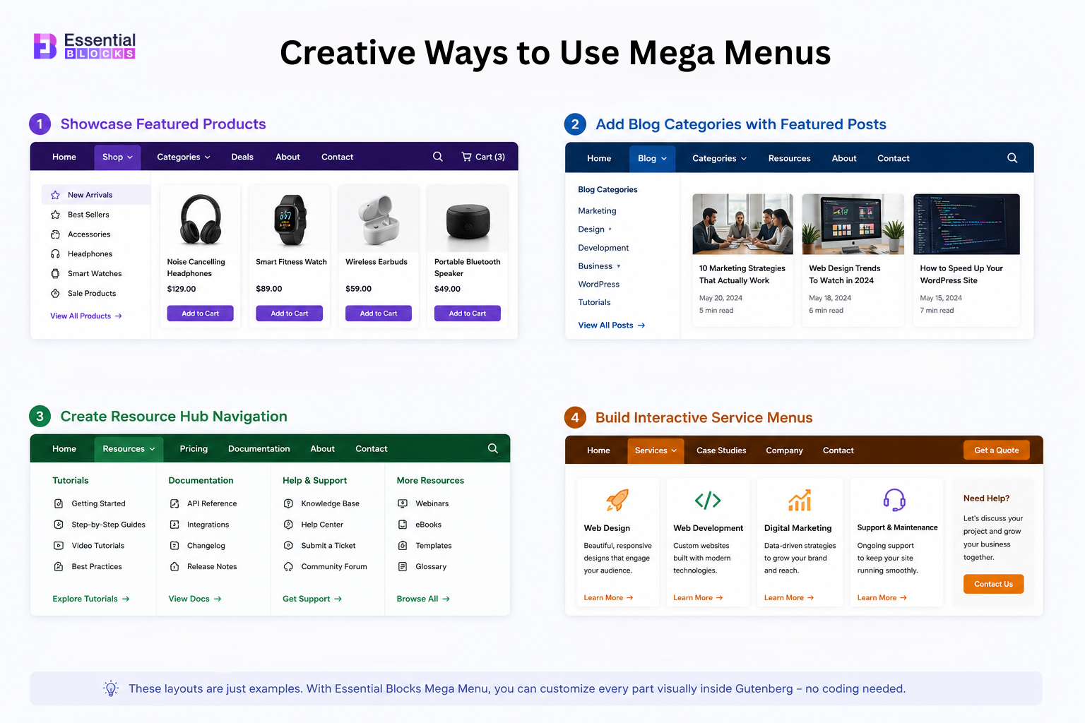 5 Creative Ways to Add a Website Header Menu in WordPress 4 Creative Ways to Use Mega Menus
