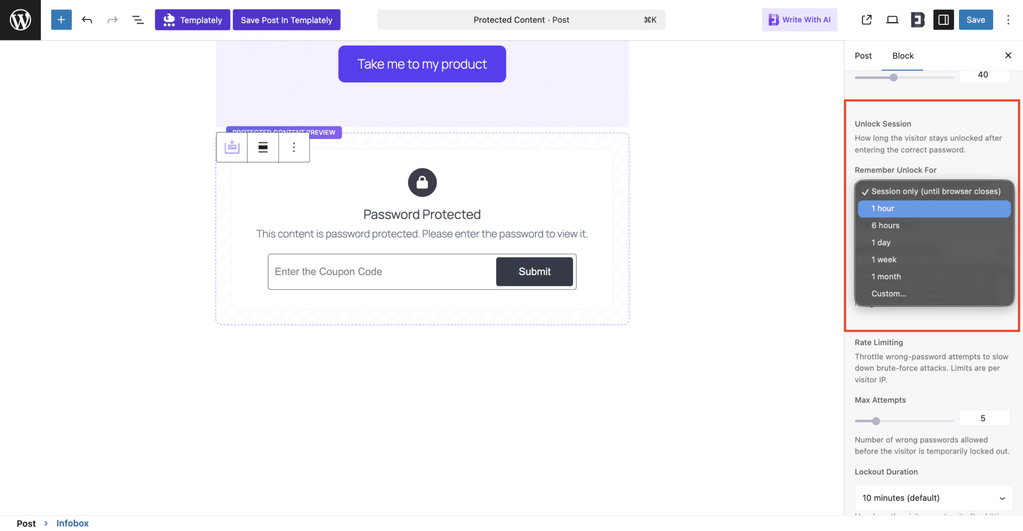 Introducing Protected Content in WordPress: Stop Unauthorized Access on Your Website 7 Set Unlock Session