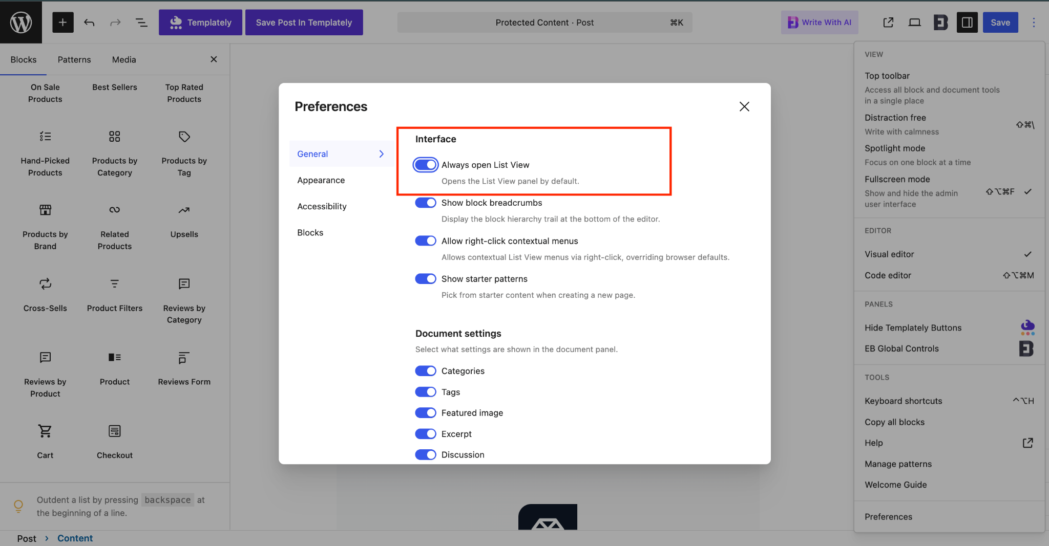 10 WordPress Block Editor Tips to Work Faster in Gutenberg 5 List view of Blocks