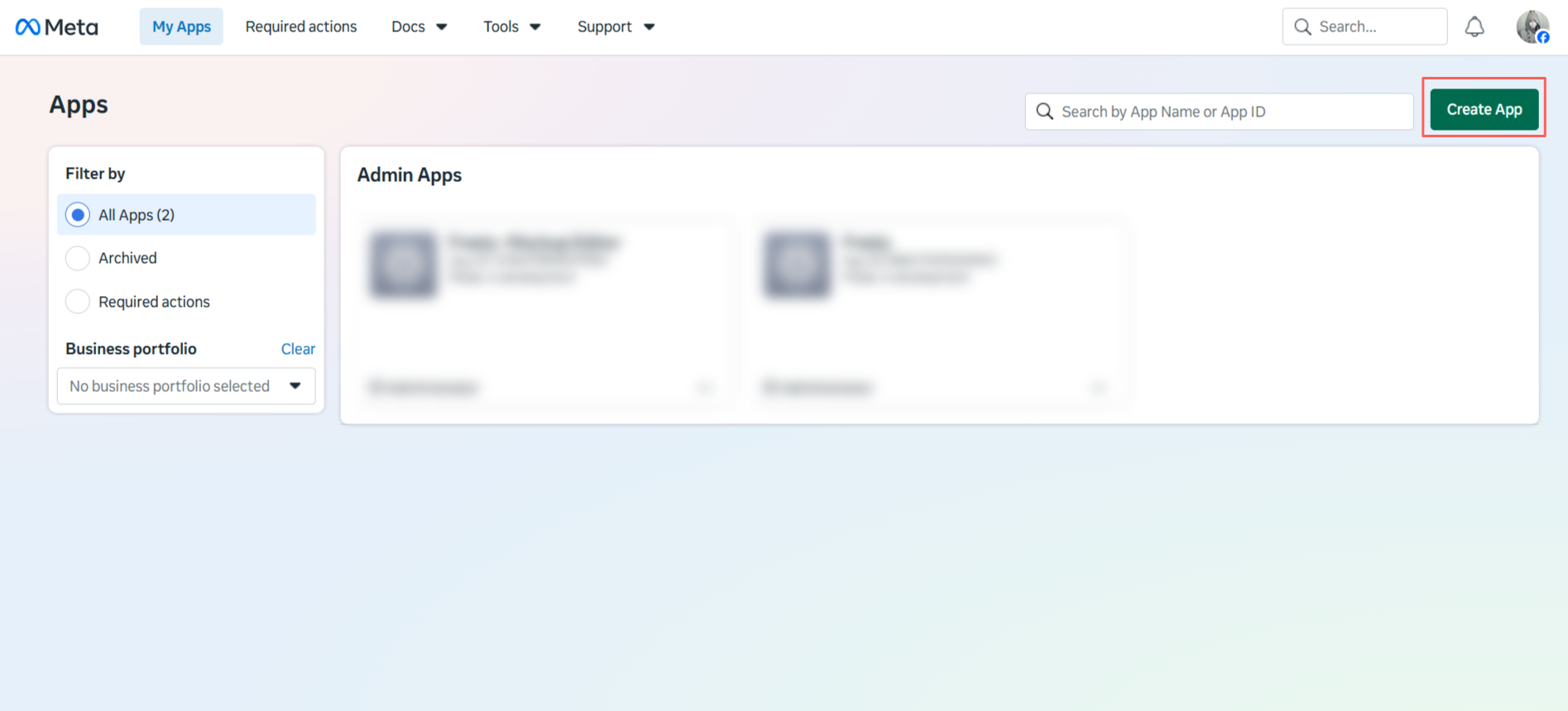 EB Facebook Feed 2 This will redirect you to a new page. Here, click on the ‘Create App’ button to create a new app in Meta Developers.