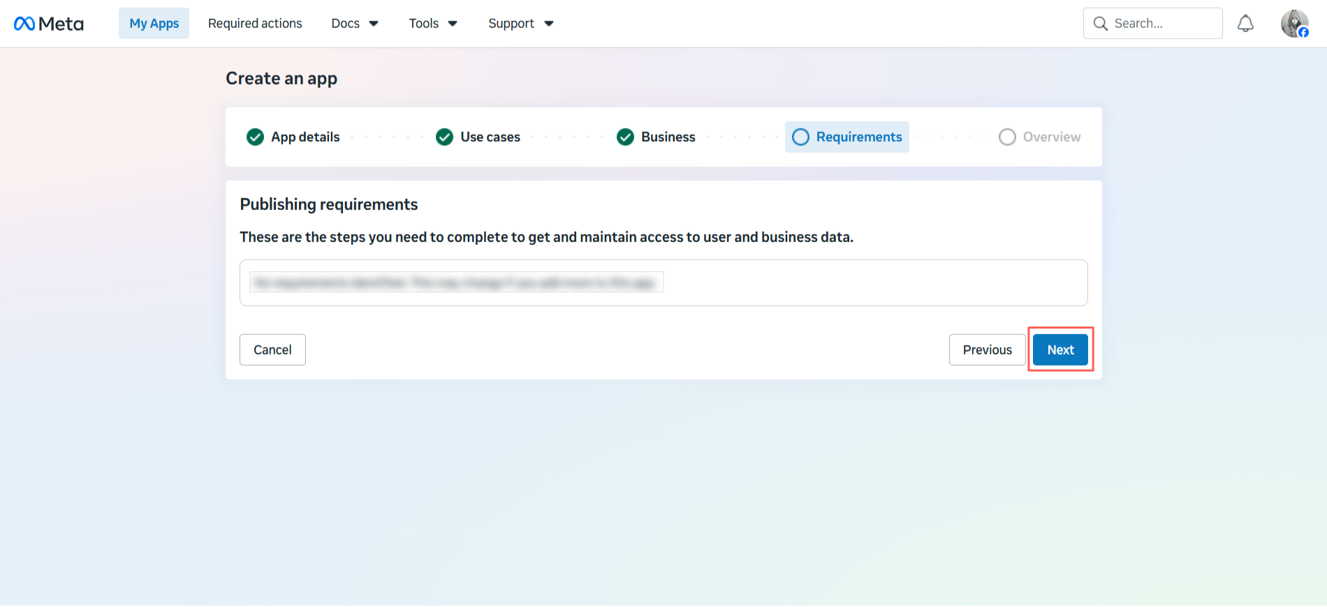EB Facebook Feed 6 Click ‘Next’ in the Publishing Requirements tab to view the App Overview.