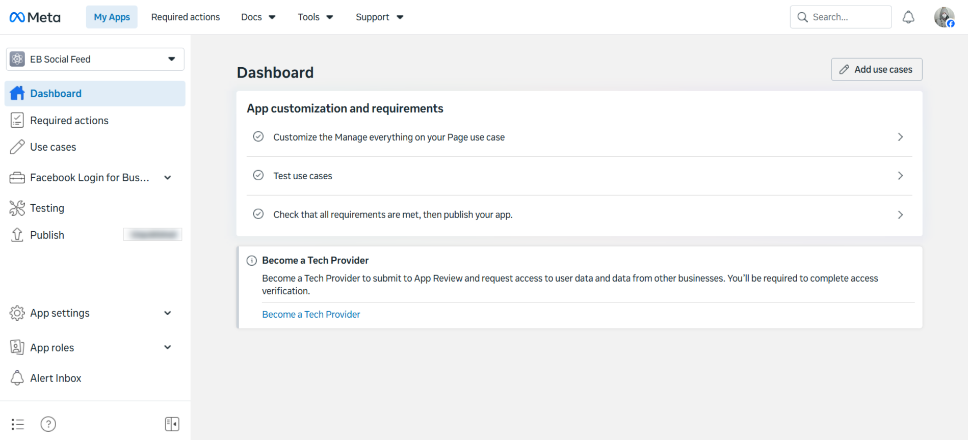 EB Facebook Feed 8 you will be directed to the App Dashboard, where you can begin managing and configuring your app.