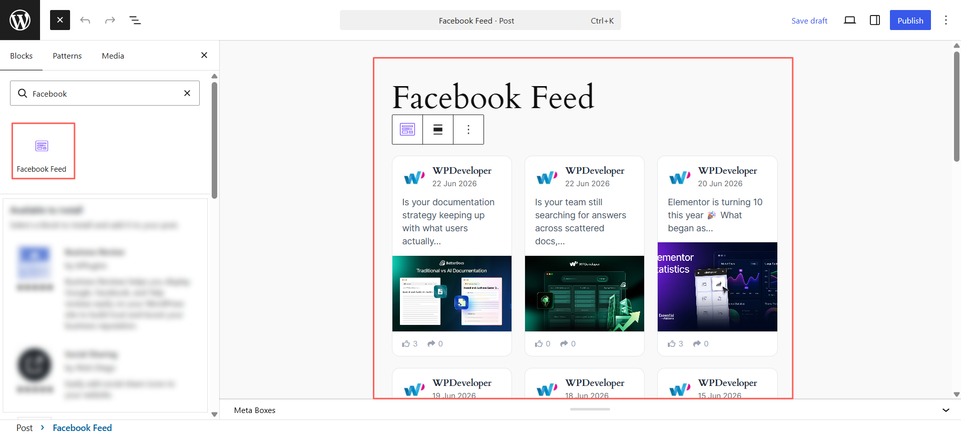 EB Facebook Feed 19 Feed Settings